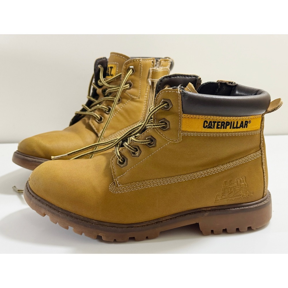 Caterpillar Colorado Boots Kids 3M Tan Side Zip Lace Up Work Boots CK264971
